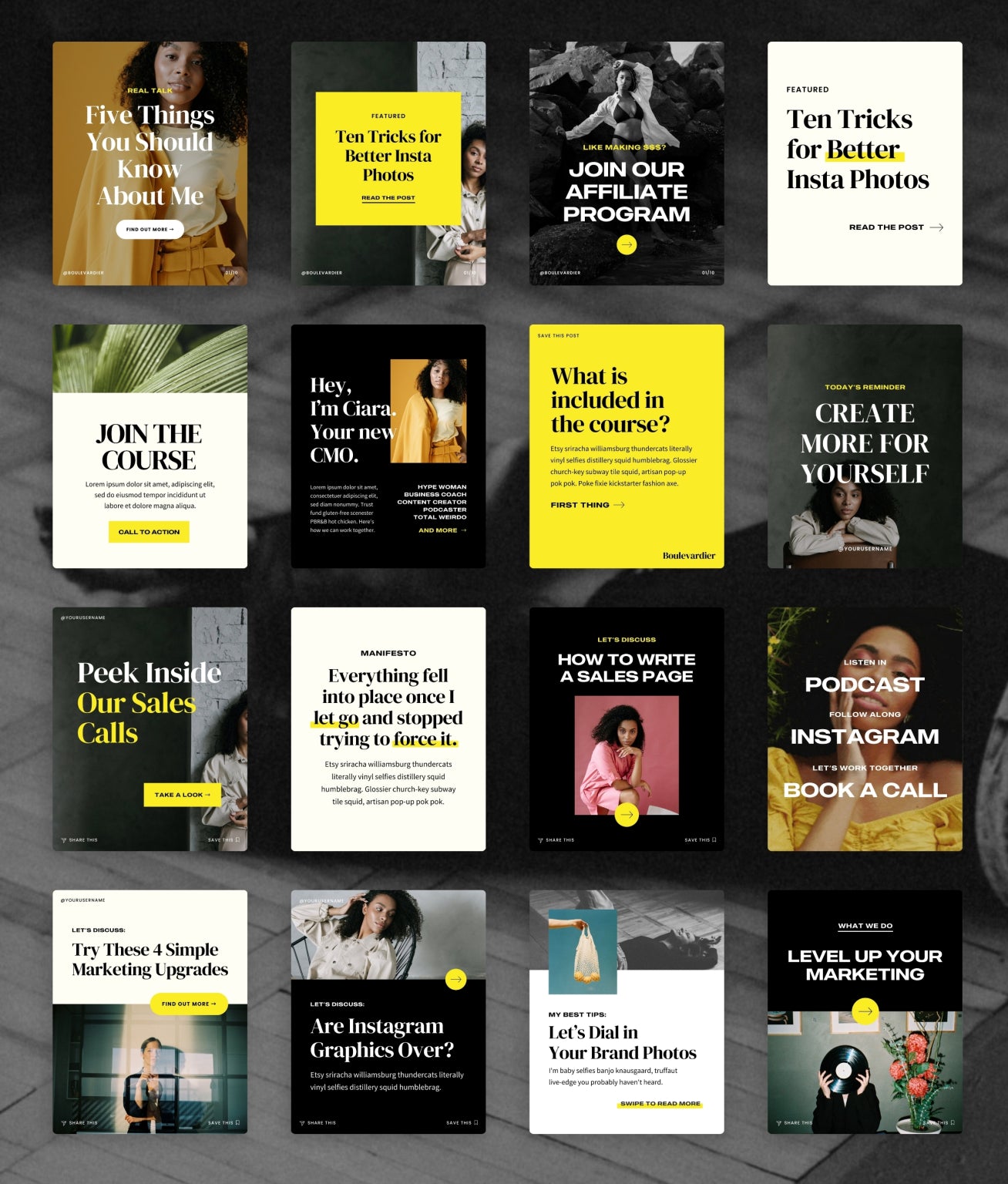 Boulevardier Social Media Canva Templates