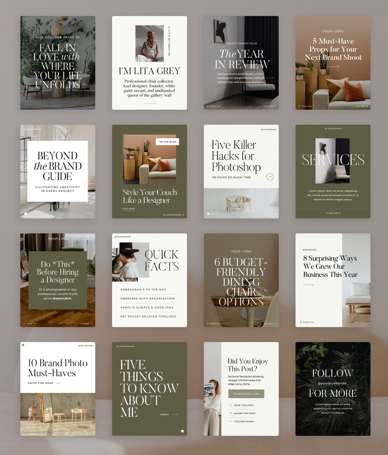 Lita Grey Social Media Canva Templates